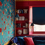 Обои с вышивкой ручной работы Flora Rio colourway on Liso Pine wool sateen варинант исполнения - 2 | Loft Concept в Брянске