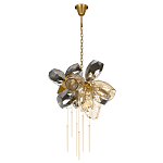 Люстра подвесная со стеклянными плафонами из дымчатого и золотистого с шестью вертикальными подвесками Gilded Mirage  варинант исполнения - 2 | Loft Concept в Брянске