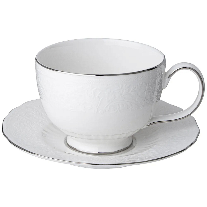 Чайная пара белого цвета из фарфора 280 мл Garden Whisper Porcelain Set Белый Чайная пара белого цвета из фарфора 280 мл Garden Whisper Porcelain Set Белый в Брянске | Loft Concept