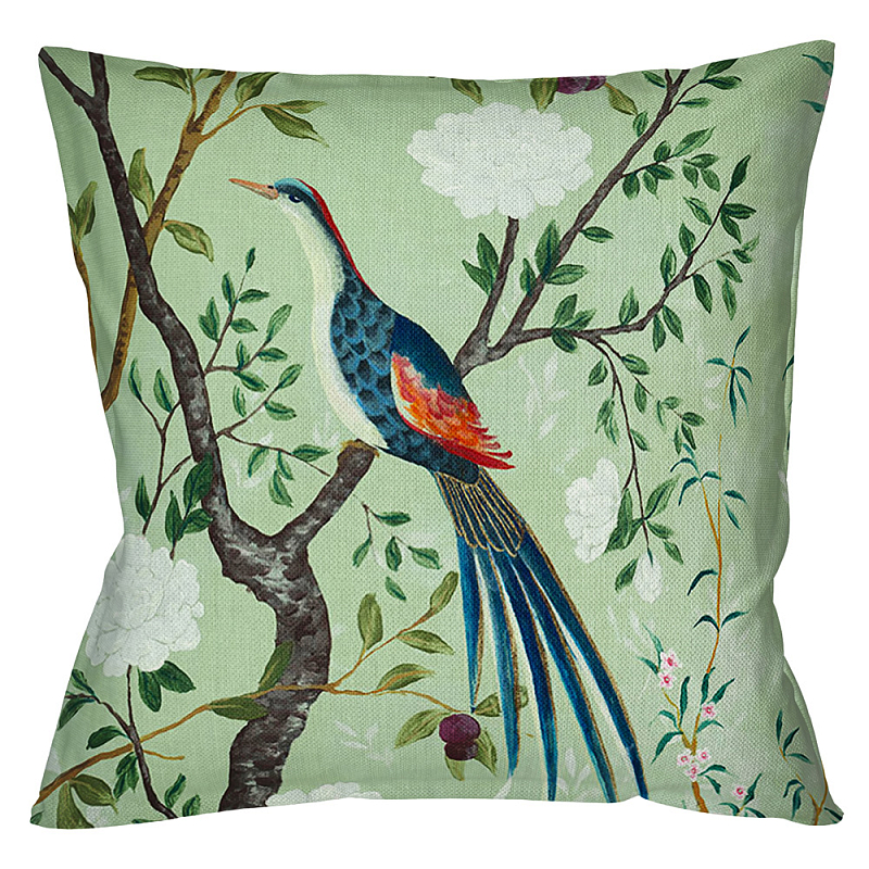 Декоративная подушка Beige and Green Chinoiserie 5 Зеленый шалфей Бежевый Декоративная подушка Beige and Green Chinoiserie 5 Зеленый шалфей Бежевый в Брянске | Loft Concept