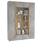 Шкаф-витрина с фасадом серого цвета 4-х дверная Grace of Furniture варинант исполнения - 1 | Loft Concept в Брянске