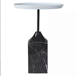 Кофейный столик с круглой столешницей и мраморным основанием Steel Reliability варинант исполнения - 1 | Loft Concept в Брянске