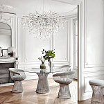 Люстра подвесная с прозрачными стеклянными подвесками в форме капель Диаметр 100 см Droplet Chandelier варинант исполнения - 21 | Loft Concept в Брянске