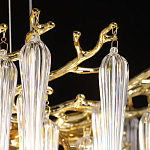 Люстра золотого цвета с декоративными ветками и длинными прозрачными стеклянными подвесами в форме сосулек Droplet Chandelier варинант исполнения - 6 | Loft Concept в Брянске