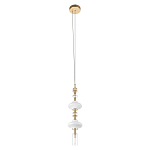 Подвесной светильник с белыми фигурными стеклянными элементами и бронзовыми вставками Высота 100 см Gabriel Scott Luna варинант исполнения - 4 | Loft Concept в Брянске