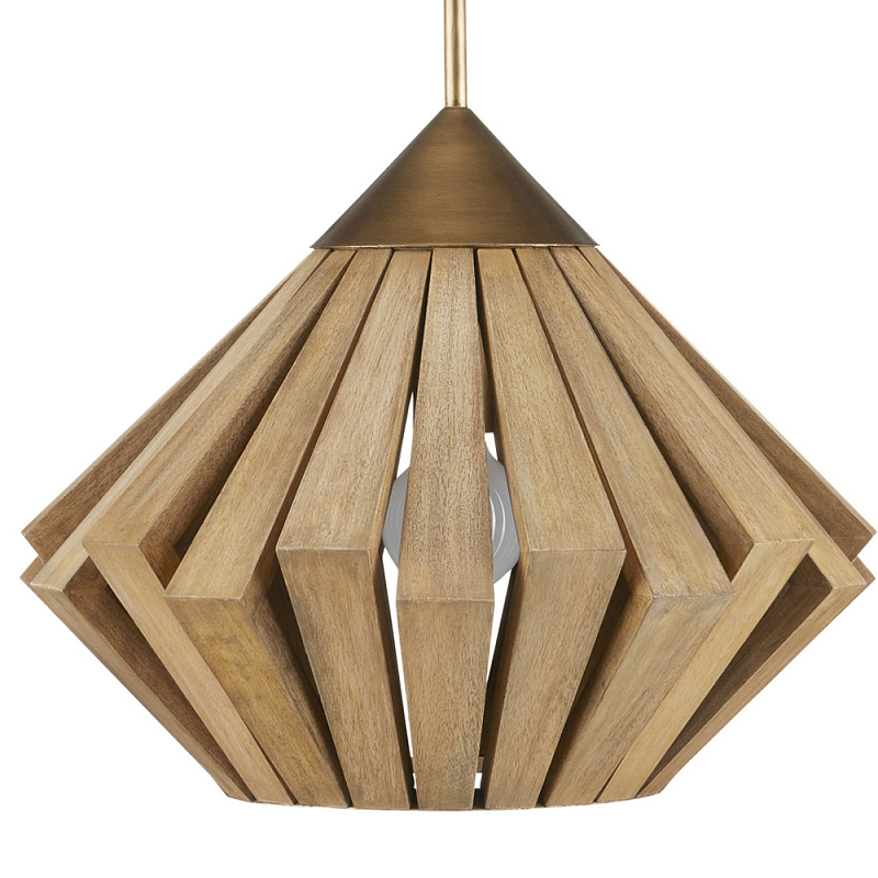 Подвесной светильник из толстых деревянных реек Wooden Slats Коричневый Латунь Подвесной светильник из толстых деревянных реек Wooden Slats Коричневый Латунь в Брянске | Loft Concept