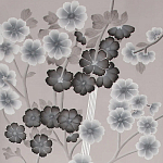 Обои ручная роспись Anemones in Light Dusk colourway on Lilac Hint slub silk варинант исполнения - 2 | Loft Concept в Брянске