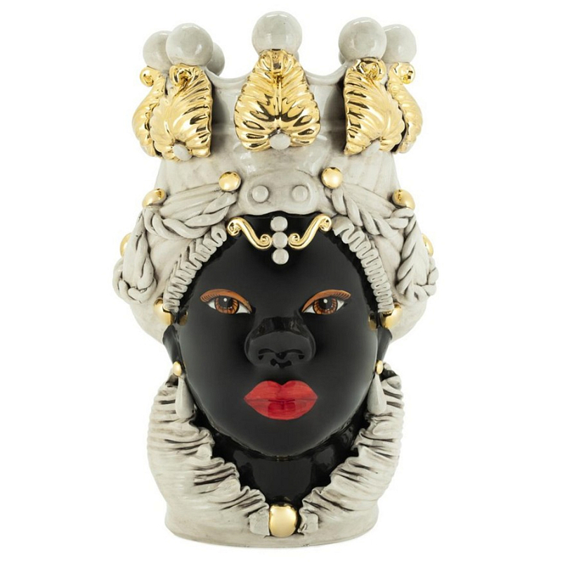 Ваза Vase Moro Lady Gold Big Черный Бежевый Золотой Ваза Vase Moro Lady Gold Big Черный Бежевый Золотой в Брянске | Loft Concept