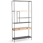 Металлический стеллаж с деревянными полками и ящиками Menzie Metal Wood Rack варинант исполнения - 1 | Loft Concept в Брянске