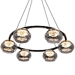 Люстра с круглыми плафонами из дымчато-серого стекла  IONA Grey Glass Chandelier 6 варинант исполнения - 1 | Loft Concept в Брянске