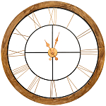 Часы настенные деревянные с римскими цифрами бронзового цвета Clock with History варинант исполнения - 1 | Loft Concept в Брянске