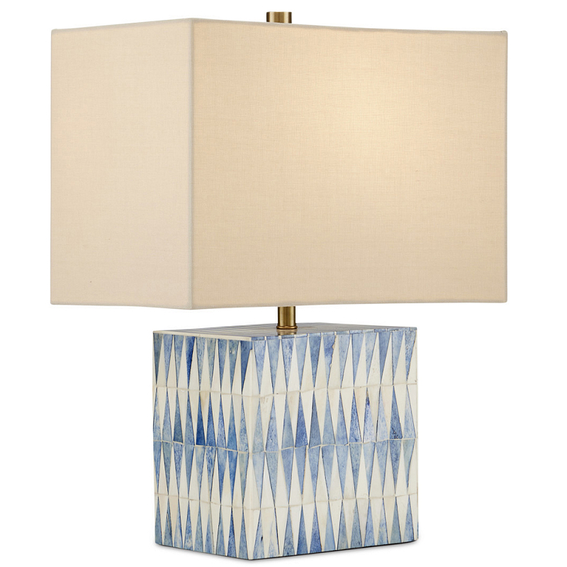 Настольная лампа с зубчатым узором Stylish Lamp Bone Бежевый Синий Белый в Брянске | Loft Concept 
