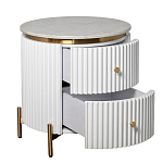 Тумбочка белая круглая с мраморной столешницей Thoroughbass варинант исполнения - 5 | Loft Concept в Брянске