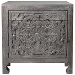 Деревянная тумба с резными ящиком и дверцей Azure Grey Wooden Nightstand варинант исполнения - 1 | Loft Concept в Брянске