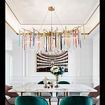 Люстра на подвесе с каркасом из металла и цветными подвесками из стекла Droplet Chandelier варинант исполнения - 4 | Loft Concept в Брянске