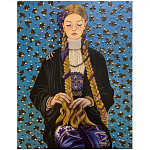 Панно ручная вышивка бисером Портрет девушки в голубых тонах варинант исполнения - 1 | Loft Concept в Брянске