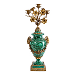 Подсвечник из фарфора с бронзовыми цветочными элементами Malachite Candlestick варинант исполнения - 1 | Loft Concept в Брянске