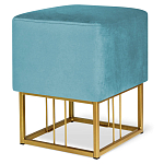 Пуф квадратный голубой велюр на золотом металлическом основании Celeste Blue варинант исполнения - 1 | Loft Concept в Брянске