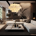 Люстра четырехъярусная с подвесками в форме дисков Cryptocrystalline Stone варинант исполнения - 5 | Loft Concept в Брянске