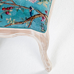 Банкетка из массива бука с цветочным принтом Turquoise Beige Chinoiserie Garden Banquette варинант исполнения - 3 | Loft Concept в Брянске