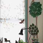 Обои ручная роспись Mughal Trees Original colourway on linen варинант исполнения - 3 | Loft Concept в Брянске