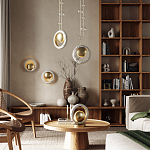 Подвесной светильник с бежевым текстурным кольцом и латунным шаром в центре Tactile  варинант исполнения - 6 | Loft Concept в Брянске