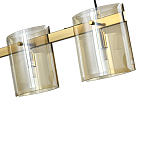 Подвесной светильник светодиодный с 5-ю цилиндрическими плафонами коньячного цвета из стекла и стали Andrea Сhandelier Сognac варинант исполнения - 1 | Loft Concept в Брянске