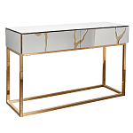 Консоль с ящиками зеркальная с золотым декором Gold Painted Mirror Console варинант исполнения - 1 | Loft Concept в Брянске