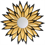 Зеркало-солнце в раме золотого и черного цвета Rays of Peace варинант исполнения - 1 | Loft Concept в Брянске