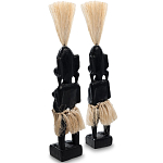 Комплект из 2-х деревянных статуэток Asmat Straw Headdress Statuettes Black варинант исполнения - 2 | Loft Concept в Брянске