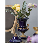 Ваза темно-синего цвета из фарфора с бронзовыми ручками в виде змей Высота 39 см Eden Garden porcelain and bronze варинант исполнения - 1 | Loft Concept в Брянске