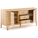 Длинный комод из ротанга с дверцами и ящиками Simone Rattan Chest of Drawers варинант исполнения - 3 | Loft Concept в Брянске