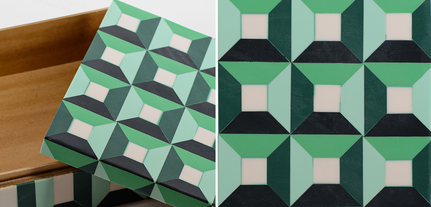Шкатулка Squares Green Bone Inlay Box Шкатулка Squares Green Bone Inlay Box - Loft-Concept в Брянске