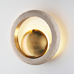 Бра с бежевым текстурным кольцом и латунным шаром в центре Tactile  варинант исполнения - 3 | Loft Concept в Брянске