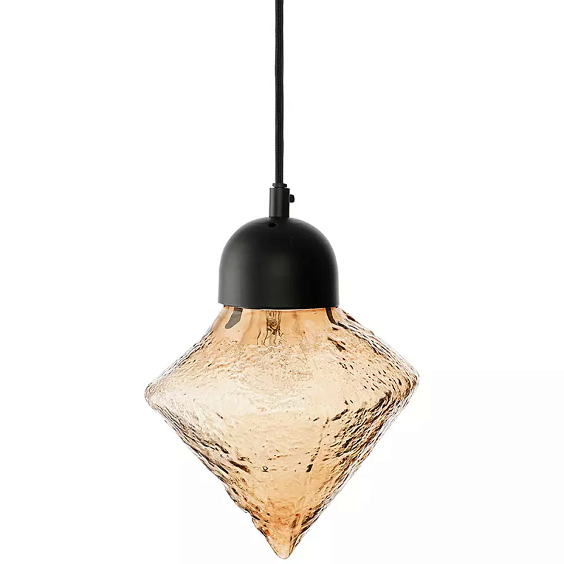 Подвесной светильник с янтарным рельефным плафоном Lamp with Frozen Glass Effect Янтарный Черный Подвесной светильник с янтарным рельефным плафоном Lamp with Frozen Glass Effect Янтарный Черный в Брянске | Loft Concept