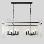 Люстра подвесная овальная со стеклянными прозрачными трубками и металлическим каркасом черного цвета Nembus варинант исполнения - 1 | Loft Concept в Брянске