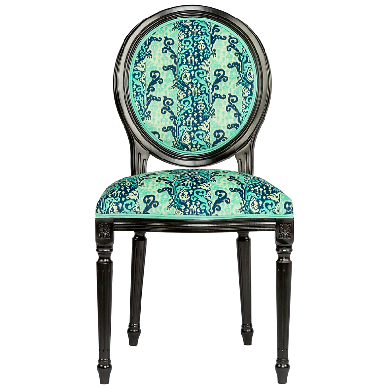 Стул из натурального бука Ikat Pattern бирюзовый Черный Бирюзовый Стул из натурального бука Ikat Pattern бирюзовый Черный Бирюзовый в Брянске | Loft Concept