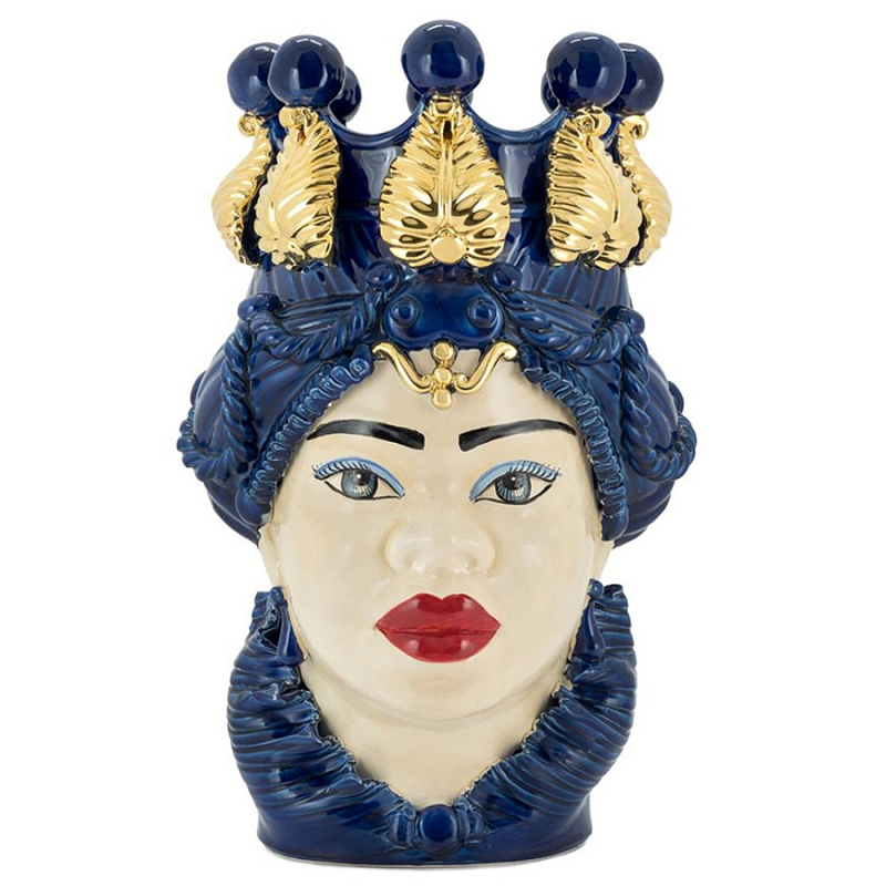 Ваза Vase Moro Lady Ltd Blue Бежевый Синий Золотой Ваза Vase Moro Lady Ltd Blue Бежевый Синий Золотой в Брянске | Loft Concept
