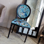 Стул из массива бука бирюзовый с изображением птиц в саду Turquoise Chinoiserie Bird Chair варинант исполнения - 5 | Loft Concept в Брянске