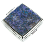 Таблетница карманная квадратная c 2-мя отделениями с зеркалом и накладкой из натурального камня Лазурит Silver Stone Pillboxes варинант исполнения - 1 | Loft Concept в Брянске