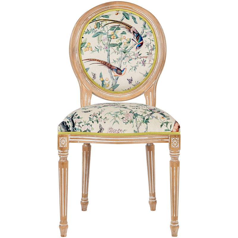 Стул из массива бука бежевый с изображением птиц и цветов Beige Green Chinoiserie Birds Garden Chair Бежевый Салатовый Мульти Стул из массива бука бежевый с изображением птиц и цветов Beige Green Chinoiserie Birds Garden Chair Бежевый Салатовый Мульти в Брянске | Loft Concept