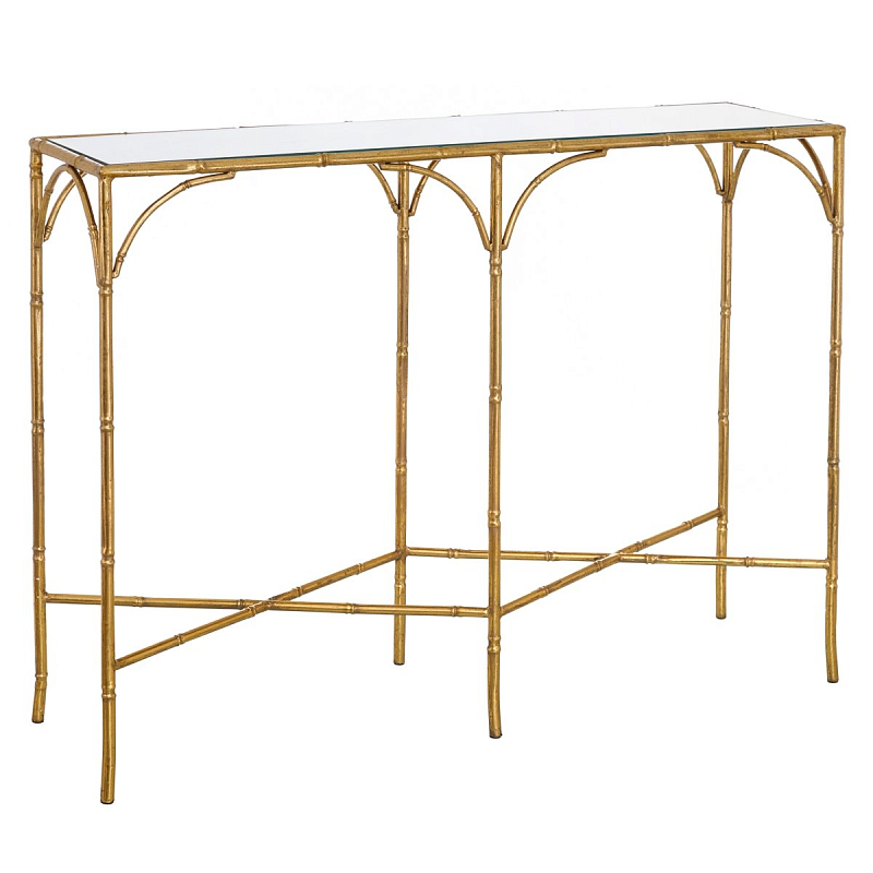 Консоль Metal Bamboo Console Золотой Прозрачное Стекло Консоль Metal Bamboo Console Золотой Прозрачное Стекло в Брянске | Loft Concept