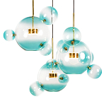 Люстра подвесная с прозрачными бирюзовыми стеклянными шарами и круглым основанием 3 лампы Giopato & Coombes варинант исполнения - 5 | Loft Concept в Брянске
