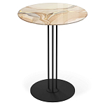 Стол журнальный круглый с бежевой столешницей из стекла Beige Marble варинант исполнения - 1 | Loft Concept в Брянске