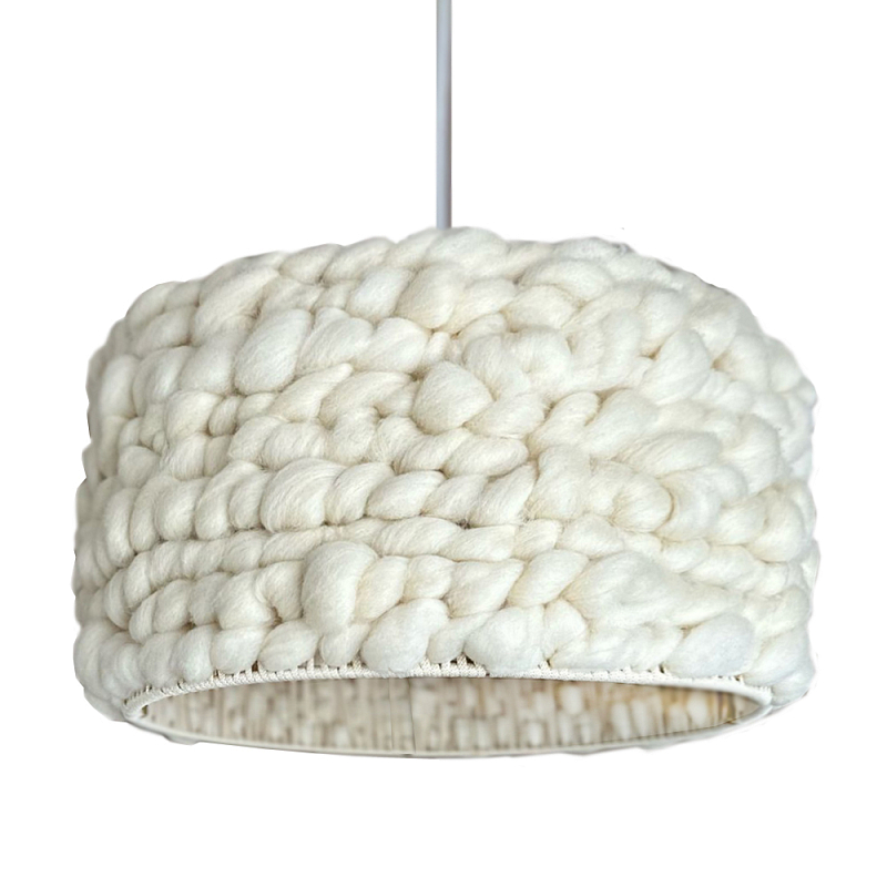 Вязаный шерстяной светильник Knitted wool lamp Cylinder Молочный Вязаный шерстяной светильник Knitted wool lamp Cylinder Молочный в Брянске | Loft Concept