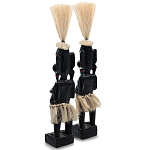 Комплект из 2-х деревянных статуэток Asmat Straw Headdress Statuettes Black Turquoise варинант исполнения - 2 | Loft Concept в Брянске