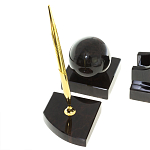 Настольный письменный набор из чёрного обсидиана с декором в виде льва Golden Lion варинант исполнения - 5 | Loft Concept в Брянске