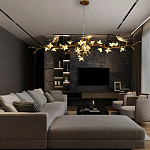 Люстра в виде золотой ветки с цветами и птичками Marvelous Garden варинант исполнения - 1 | Loft Concept в Брянске