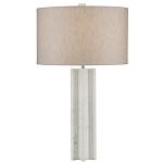 Настольная лампа мраморная с тканевым цилиндрическим абажуром Sharpened варинант исполнения - 3 | Loft Concept в Брянске