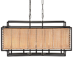 Люстра прямоугольной формы с чёрным каркасом и вставкой из плетеного материала Cage for Light варинант исполнения - 1 | Loft Concept в Брянске